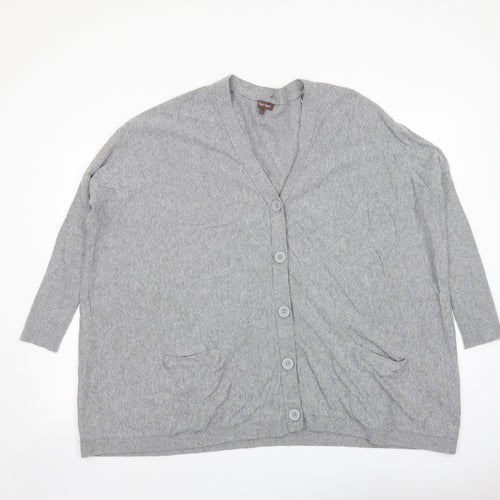 Phase Eight Womens Grey V-Neck Cotton Cardigan Jumper Size S