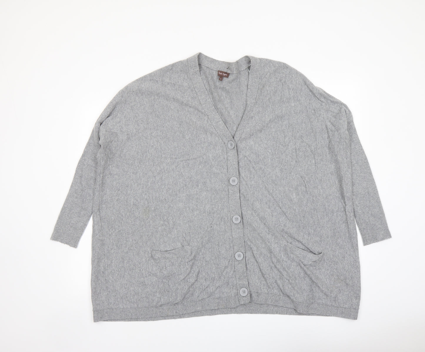 Phase Eight Womens Grey V-Neck Cotton Cardigan Jumper Size S