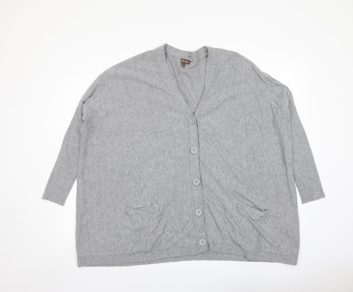 Phase Eight Womens Grey V-Neck Cotton Cardigan Jumper Size S
