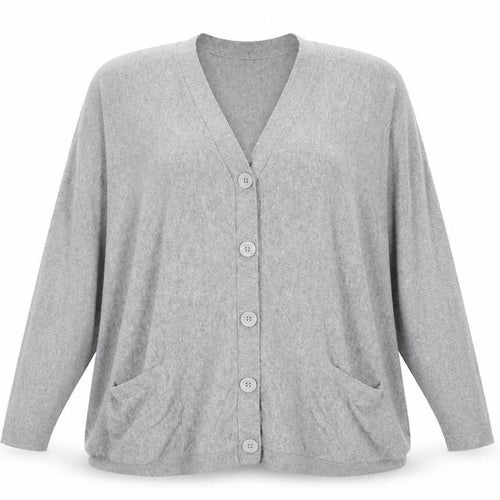 Phase Eight Womens Grey V-Neck Cotton Cardigan Jumper Size S