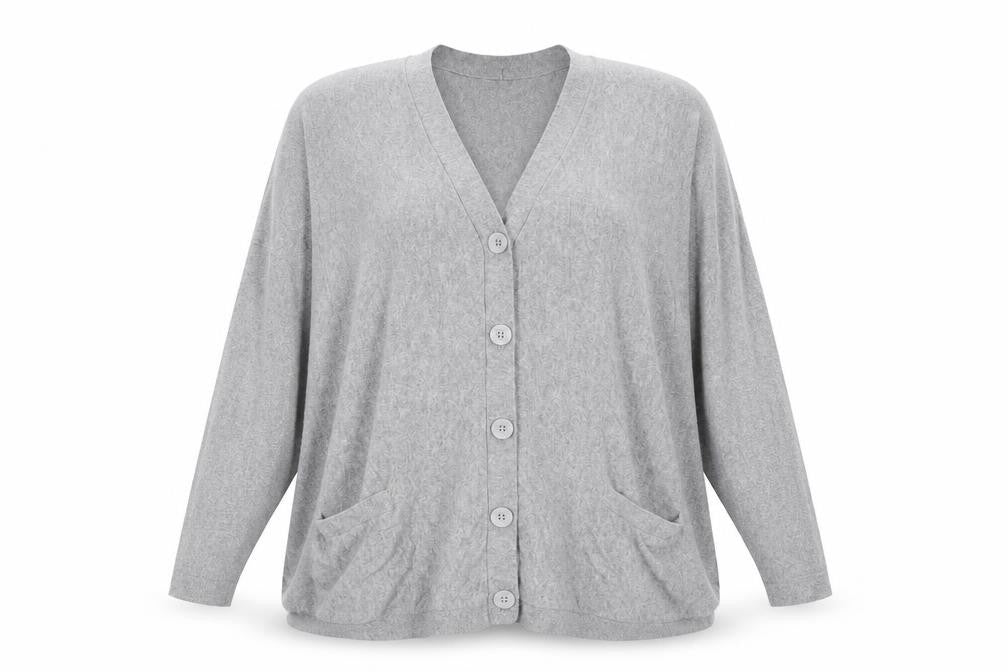 Phase Eight Womens Grey V-Neck Cotton Cardigan Jumper Size S