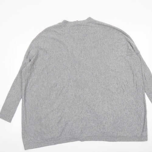 Phase Eight Womens Grey V-Neck Cotton Cardigan Jumper Size S