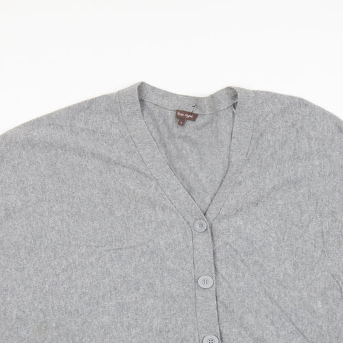 Phase Eight Womens Grey V-Neck Cotton Cardigan Jumper Size S
