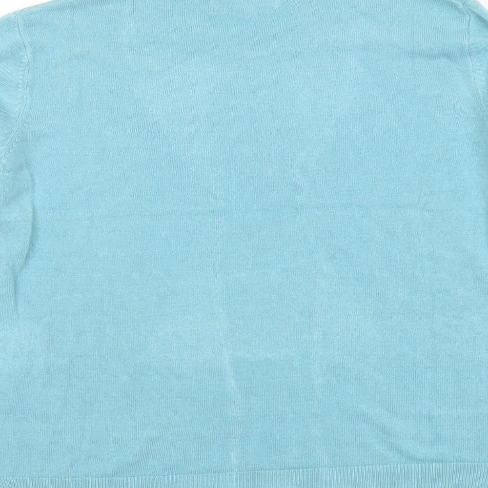 Marks and Spencer Womens Blue Round Neck Acrylic Pullover Jumper Size 14