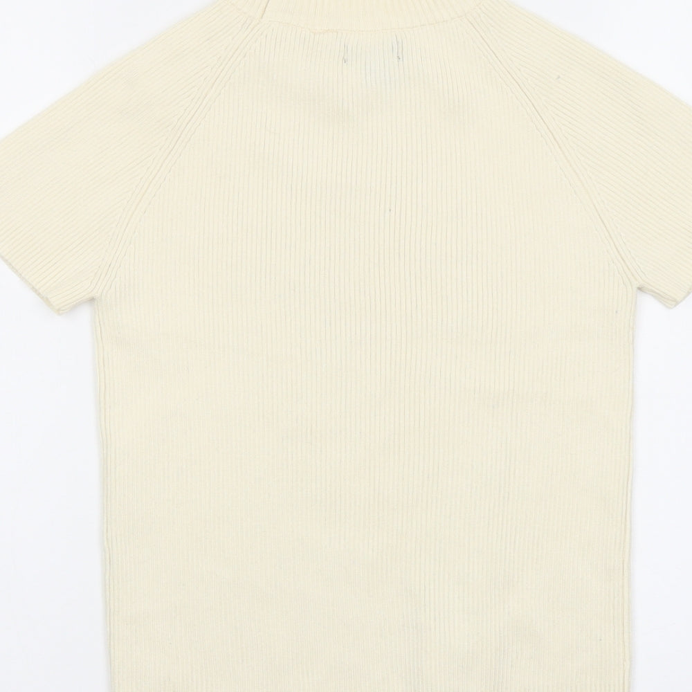 PRETTYLITTLETHING Womens Beige Round Neck Acrylic Pullover Jumper Size 10
