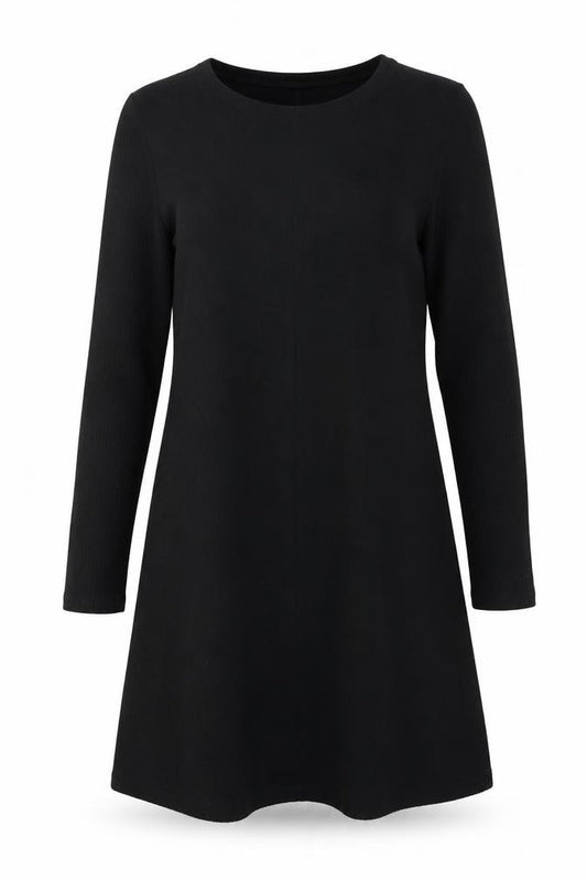 Front view of Gap women’s black polyester a-line, size S, round neck pullover
