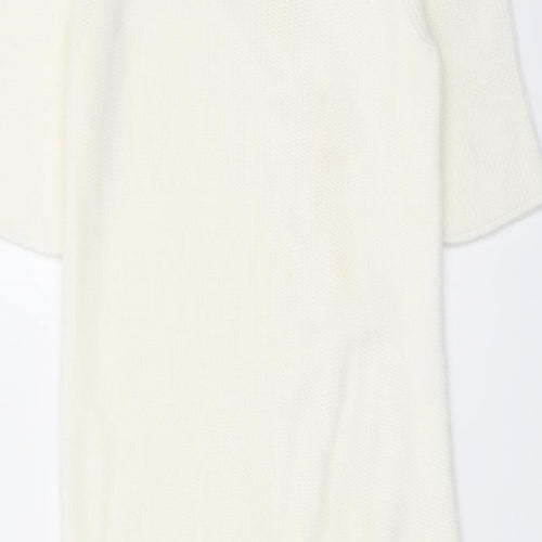 ASOS Womens Ivory Acrylic Bodycon Size 6 V-Neck Pullover - Tassel Hem