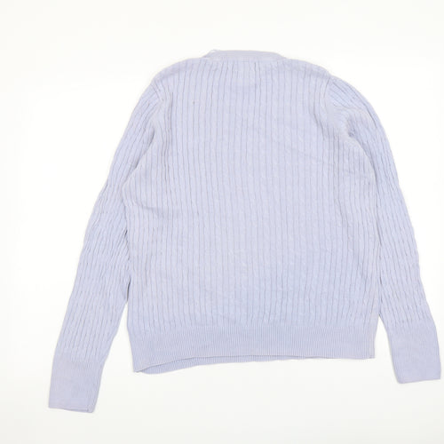 Jones New York Womens Blue Round Neck Cotton Pullover Jumper Size XL