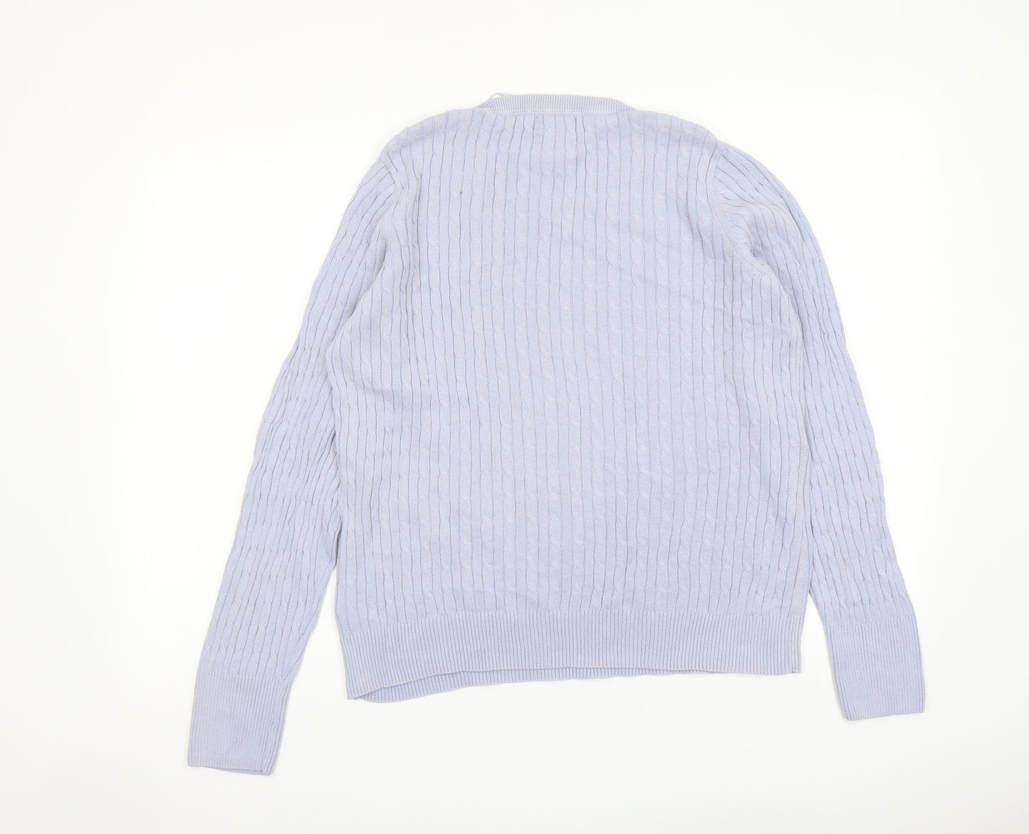 Jones New York Womens Blue Round Neck Cotton Pullover Jumper Size XL