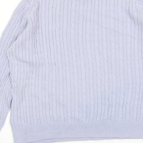Jones New York Womens Blue Round Neck Cotton Pullover Jumper Size XL