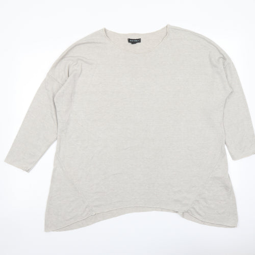 Blue Vanilla Womens Grey Round Neck Viscose Pullover Jumper One Size