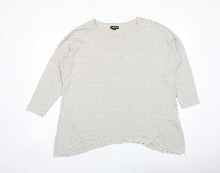 Blue Vanilla Womens Grey Round Neck Viscose Pullover Jumper One Size