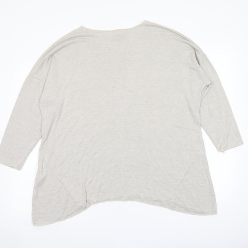 Blue Vanilla Womens Grey Round Neck Viscose Pullover Jumper One Size