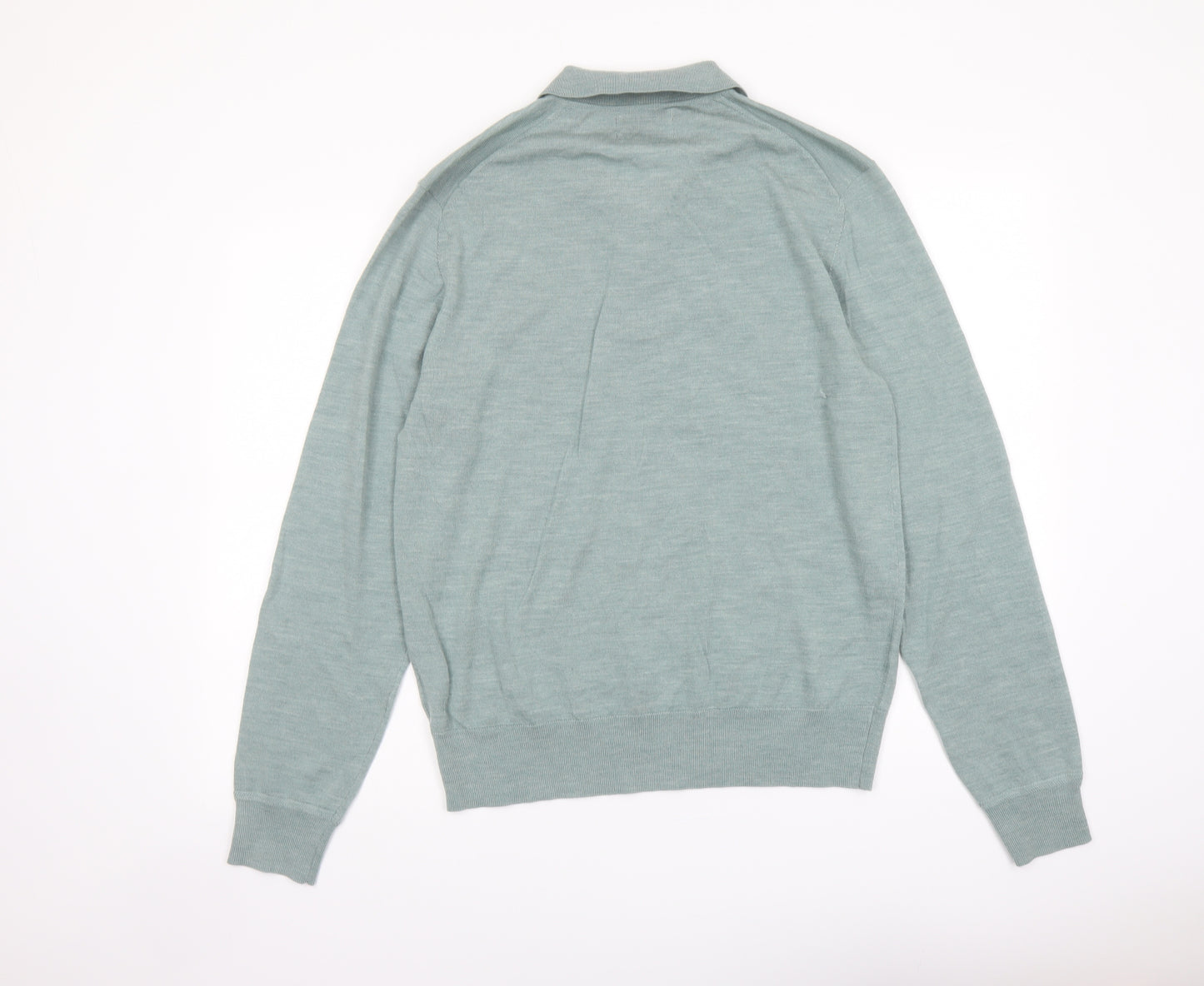 Autograph Mens Green Collared Wool Pullover Jumper Size L Long Sleeve