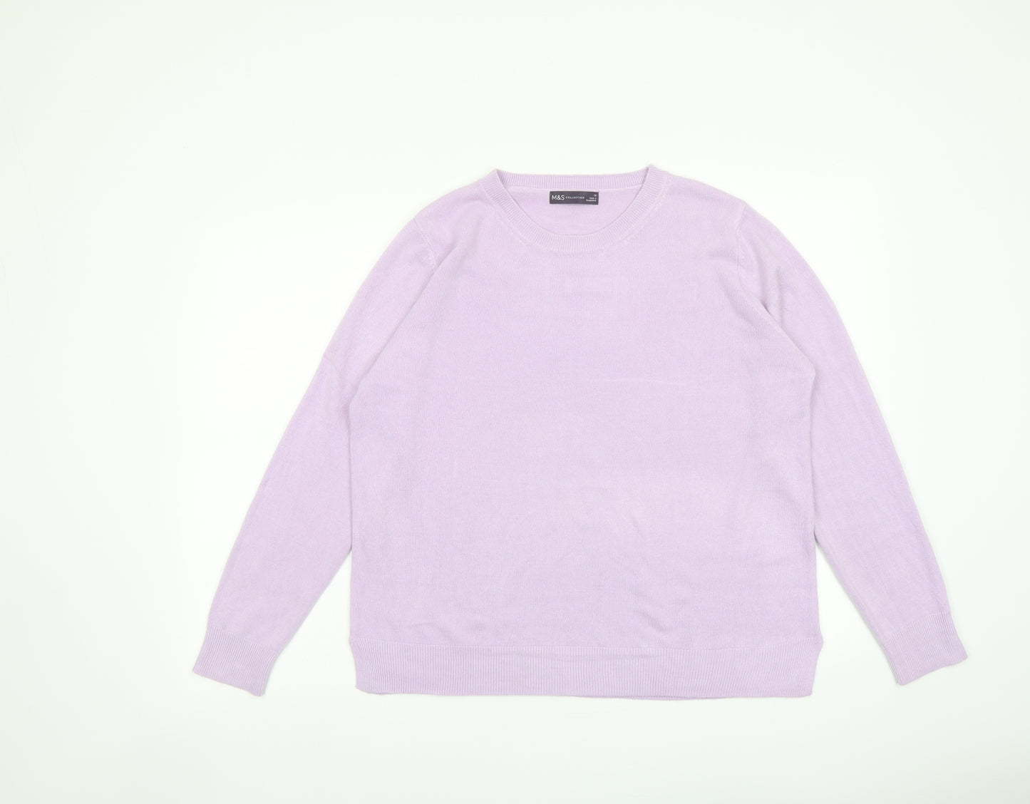 Marks and Spencer Womens Purple Round Neck Acrylic Pullover Jumper Size 18