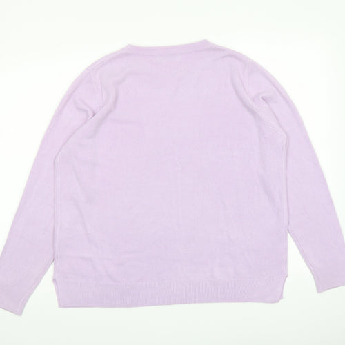 Marks and Spencer Womens Purple Round Neck Acrylic Pullover Jumper Size 18