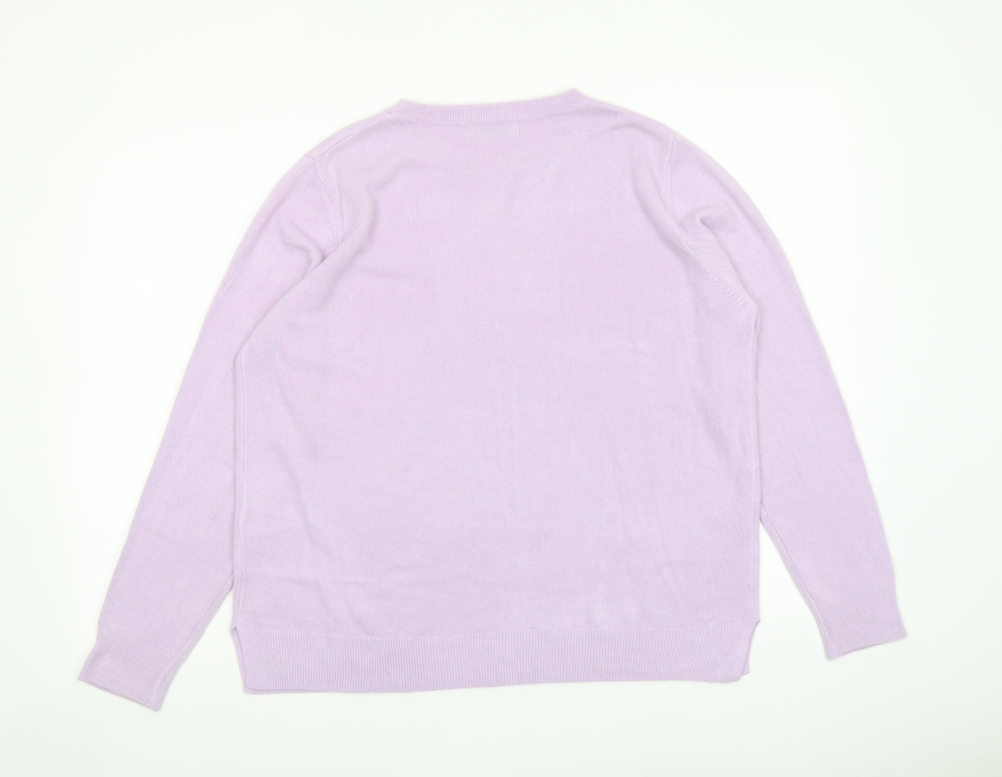 Marks and Spencer Womens Purple Round Neck Acrylic Pullover Jumper Size 18
