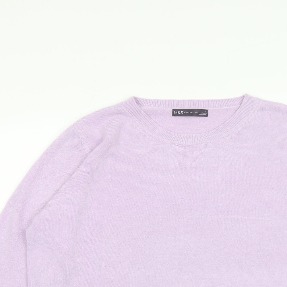 Marks and Spencer Womens Purple Round Neck Acrylic Pullover Jumper Size 18