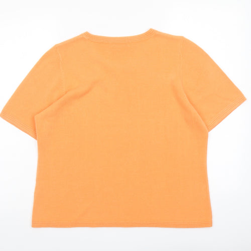 Classic Womens Orange Round Neck Acrylic Pullover Jumper Size 16