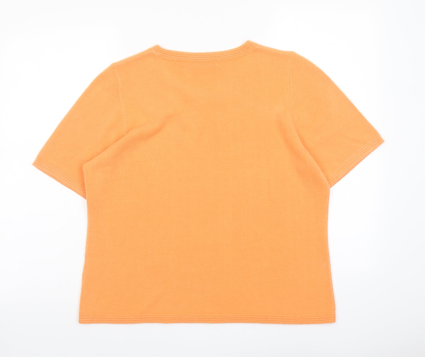 Classic Womens Orange Round Neck Acrylic Pullover Jumper Size 16