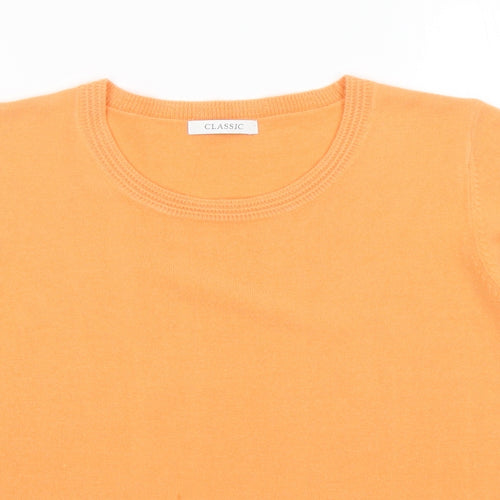Classic Womens Orange Round Neck Acrylic Pullover Jumper Size 16