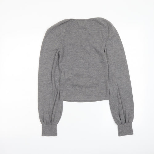 & Other Stories Womens Grey Square Neck Wool Pullover Jumper Size XS - Balloon Sleeves