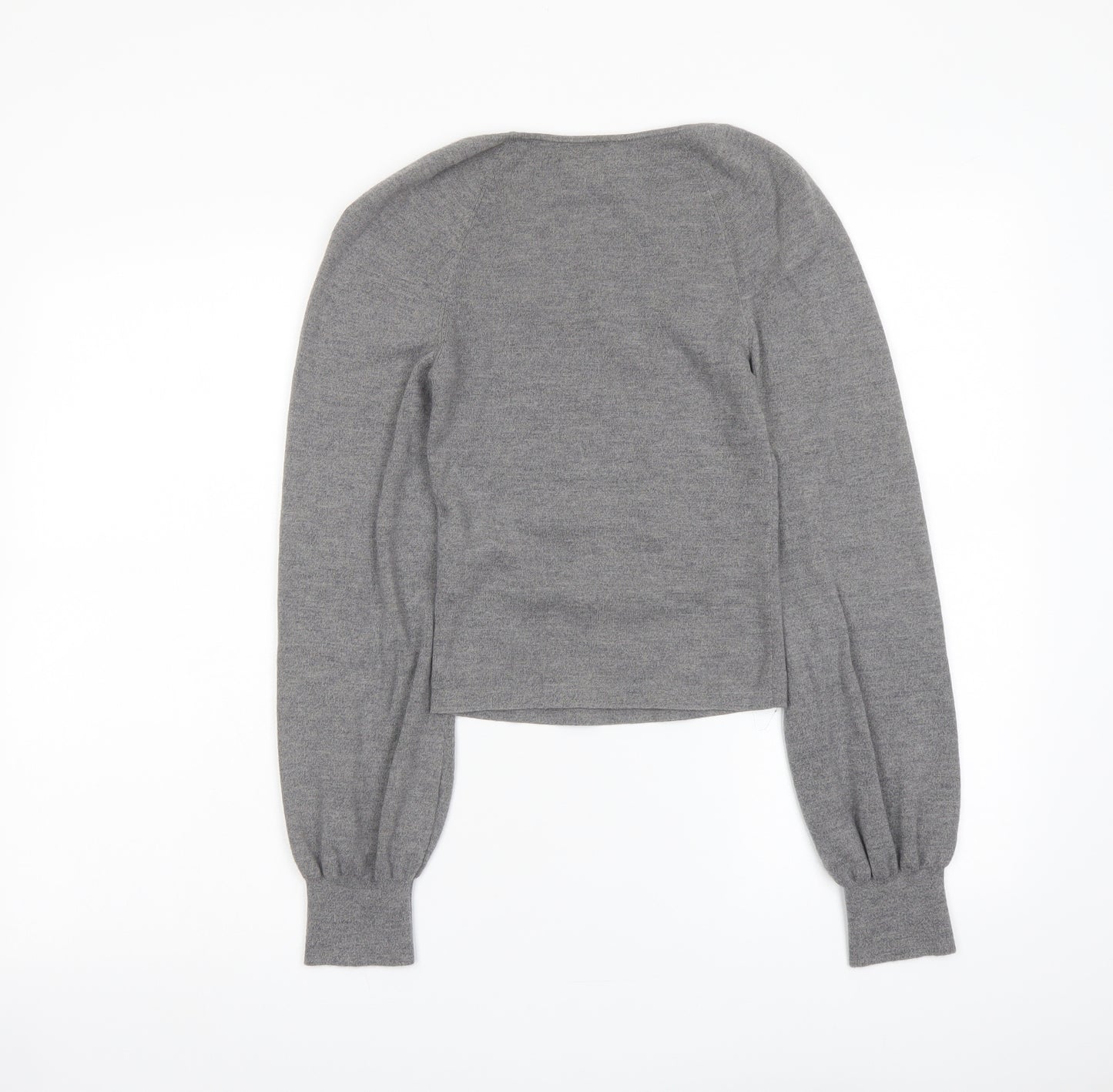 & Other Stories Womens Grey Square Neck Wool Pullover Jumper Size XS - Balloon Sleeves