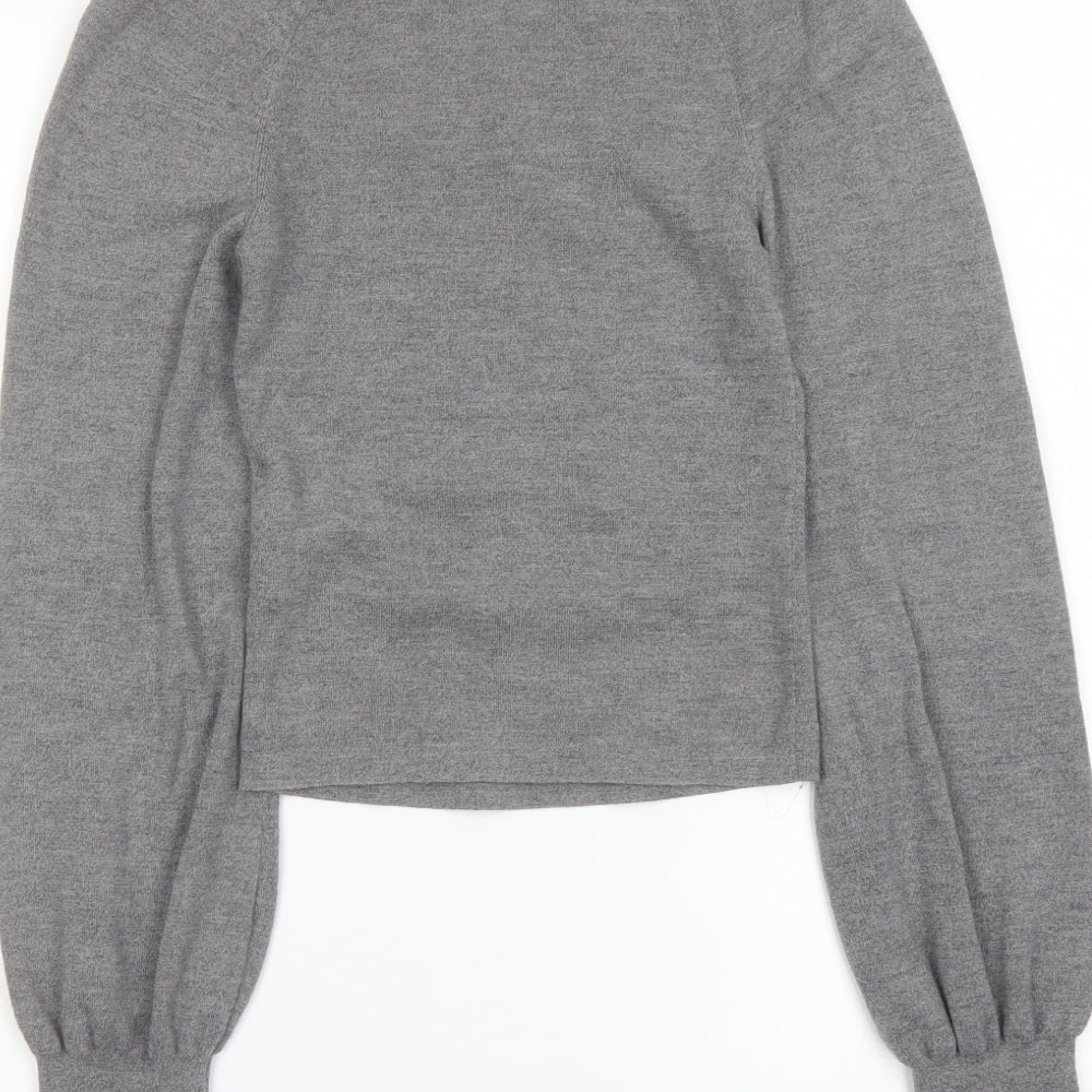 & Other Stories Womens Grey Square Neck Wool Pullover Jumper Size XS - Balloon Sleeves