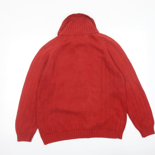 EWM Womens Red Collared Cotton Full Zip Jumper Size 14