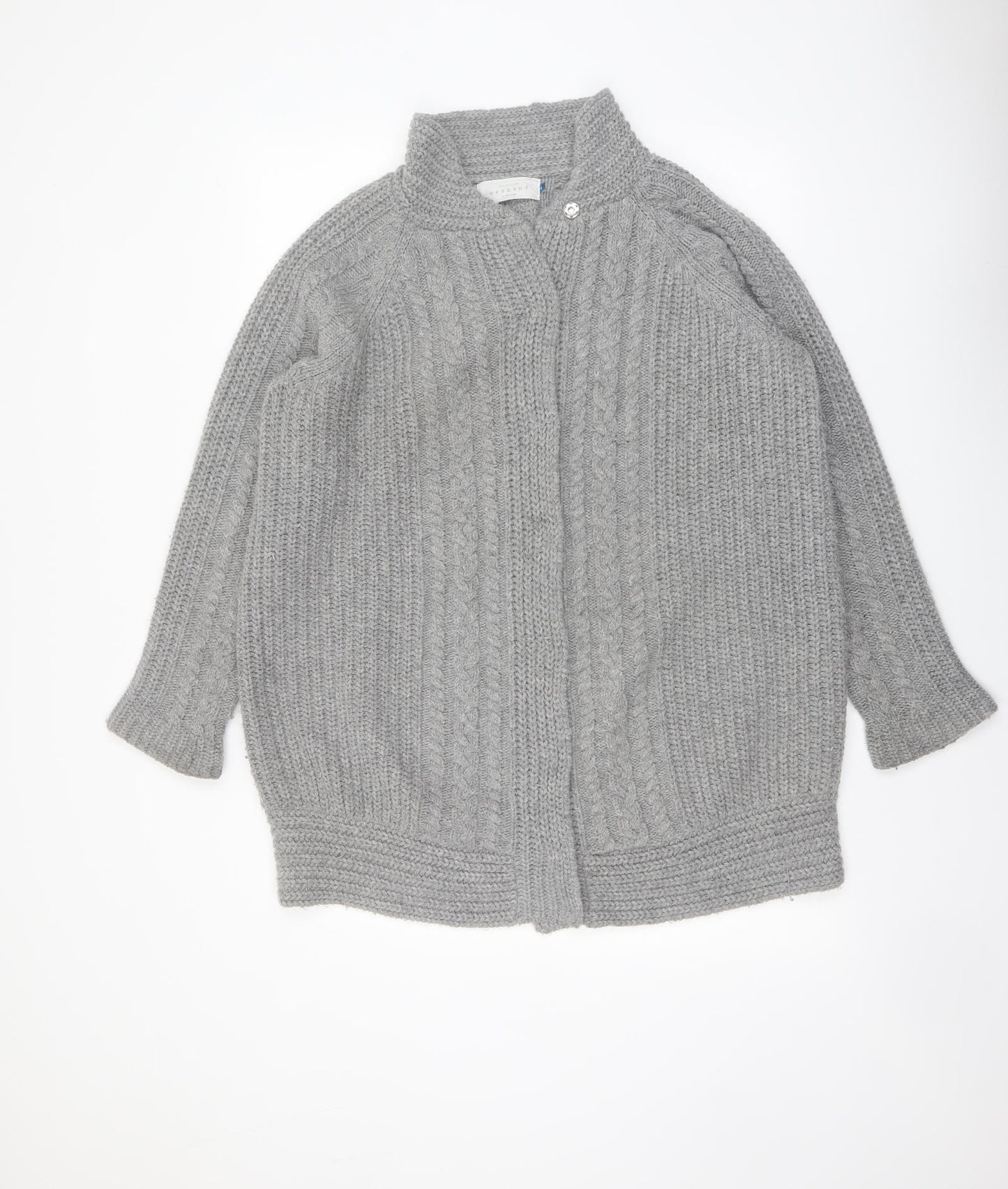 John Lewis Womens Grey V-Neck Acrylic Cardigan Jumper Size 16