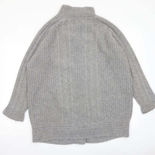 John Lewis Womens Grey V-Neck Acrylic Cardigan Jumper Size 16