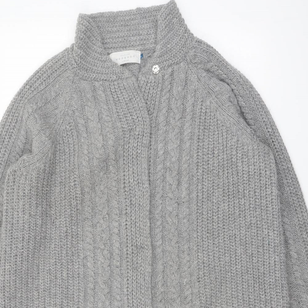 John Lewis Womens Grey V-Neck Acrylic Cardigan Jumper Size 16