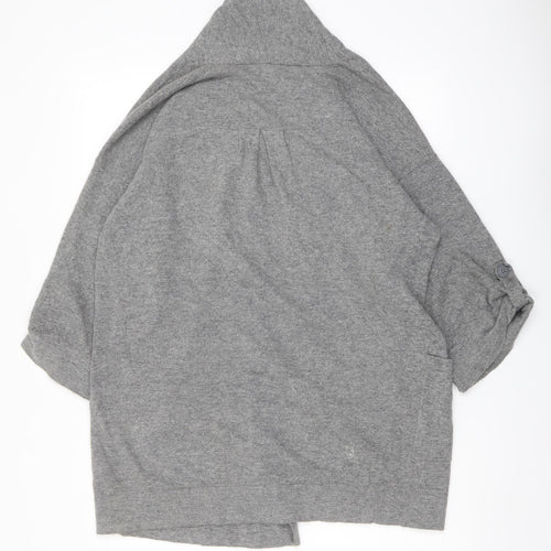 Monsoon Womens Grey V-Neck Cotton Cardigan Jumper Size M - Open