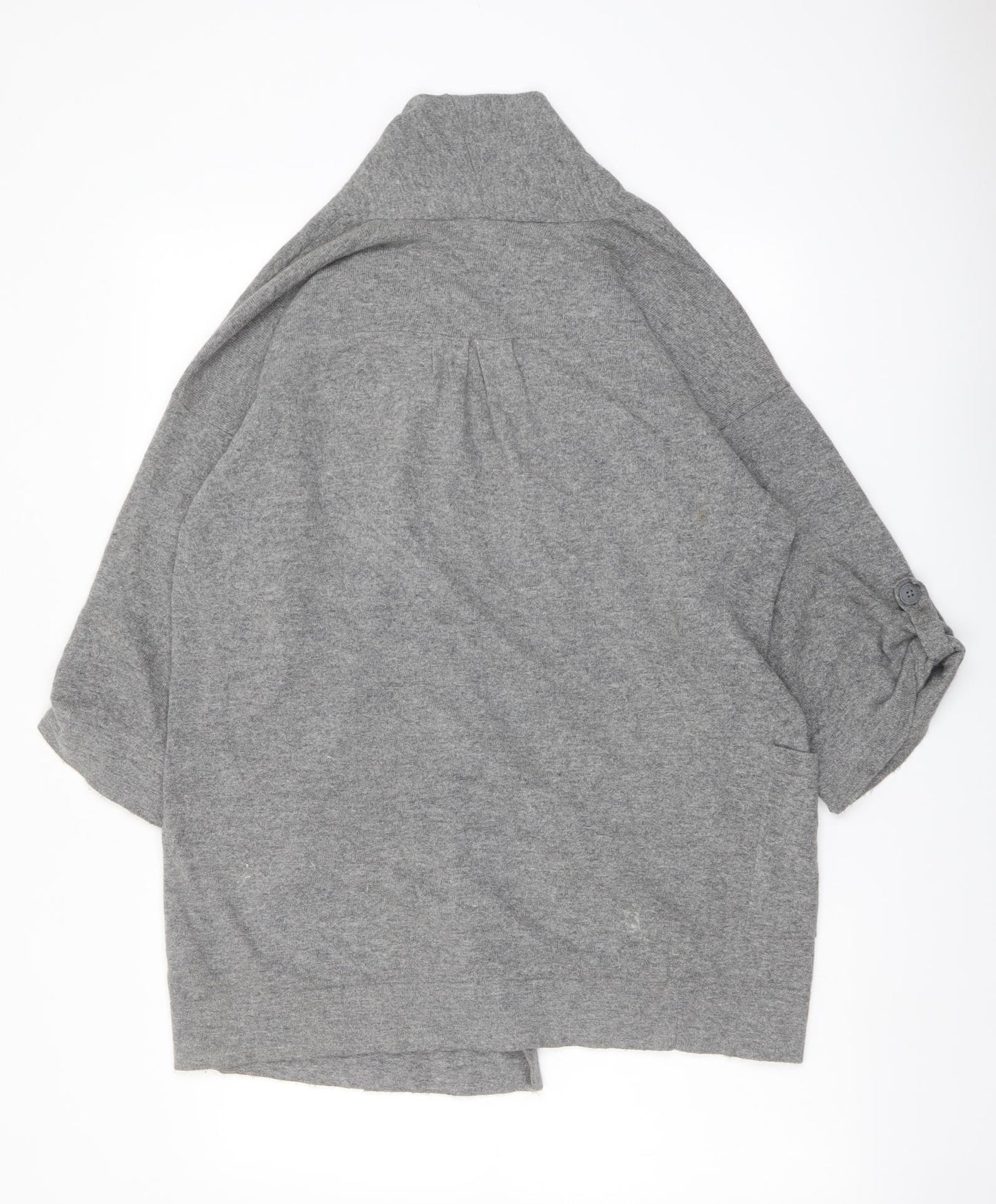 Monsoon Womens Grey V-Neck Cotton Cardigan Jumper Size M - Open