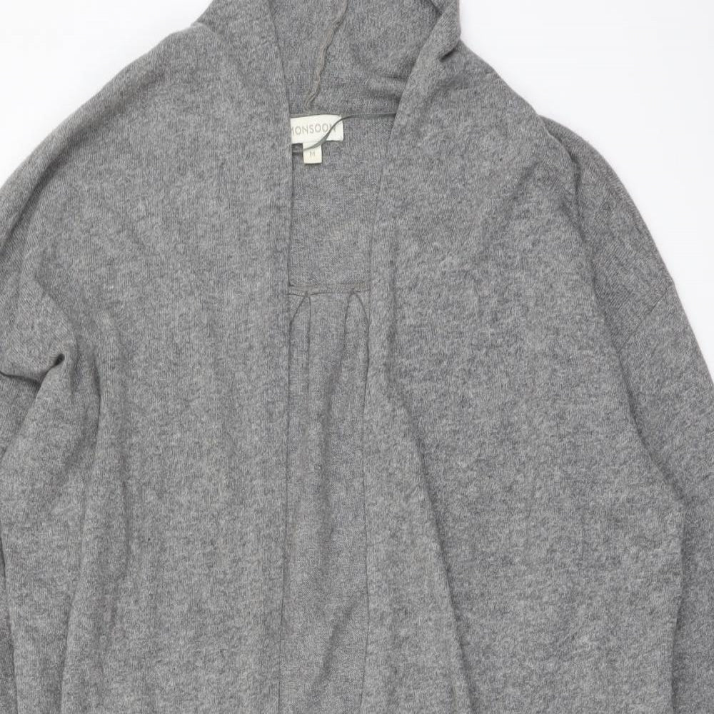 Monsoon Womens Grey V-Neck Cotton Cardigan Jumper Size M - Open
