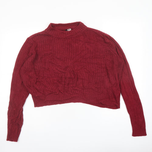 H&M Womens Red Mock Neck Acrylic Pullover Jumper Size M
