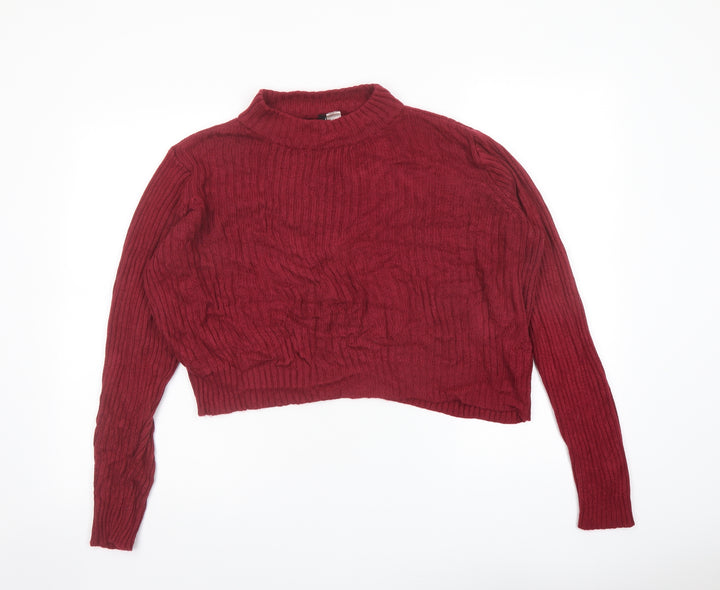 H&M Womens Red Mock Neck Acrylic Pullover Jumper Size M