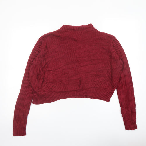 H&M Womens Red Mock Neck Acrylic Pullover Jumper Size M