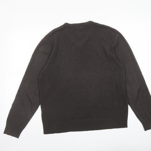 Blue Harbour Mens Brown V-Neck Acrylic Pullover Jumper Size M Long Sleeve