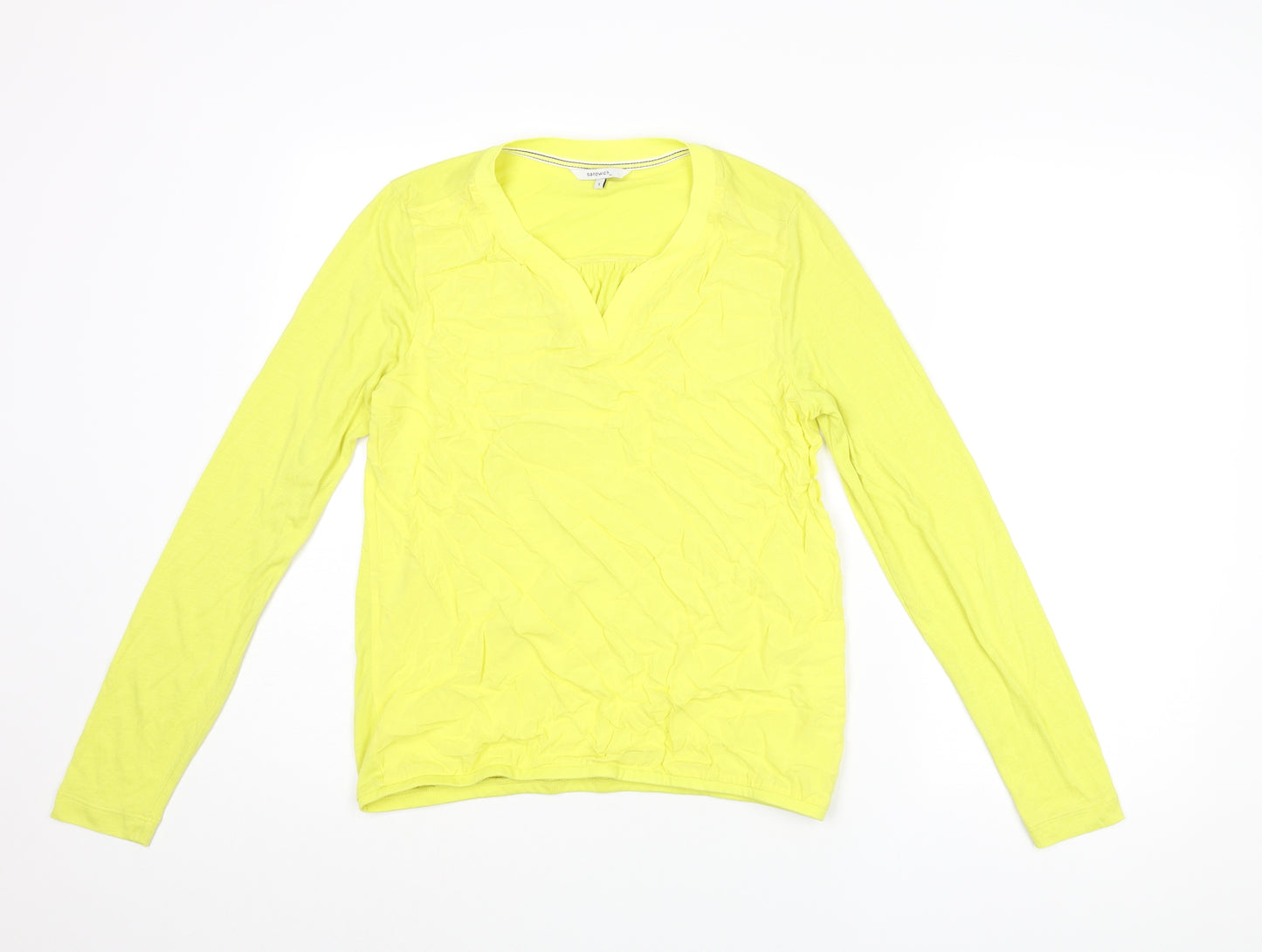 Sandwich Womens Yellow Polyester Basic Blouse Size S V-Neck