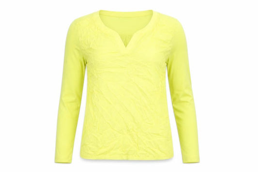 Front view of Sandwich women’s yellow polyester basic blouse, size S, v-neck