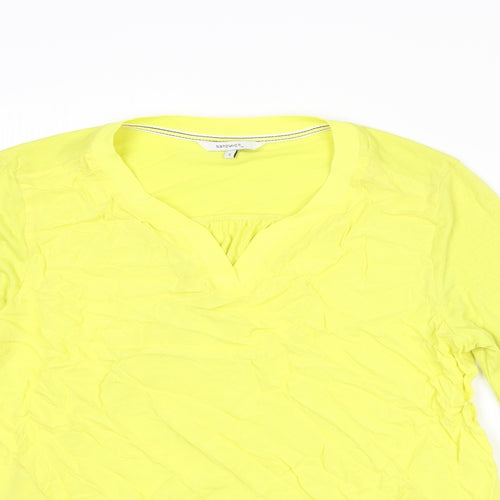 Sandwich Womens Yellow Polyester Basic Blouse Size S V-Neck