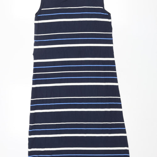 Crew Clothing Womens Blue Striped Viscose A-Line Size 8 Round Neck Pullover