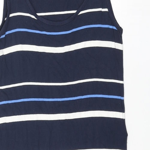 Crew Clothing Womens Blue Striped Viscose A-Line Size 8 Round Neck Pullover