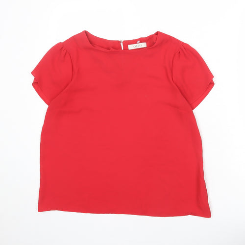 Oasis Womens Red Polyester Basic Blouse Size 12 Round Neck