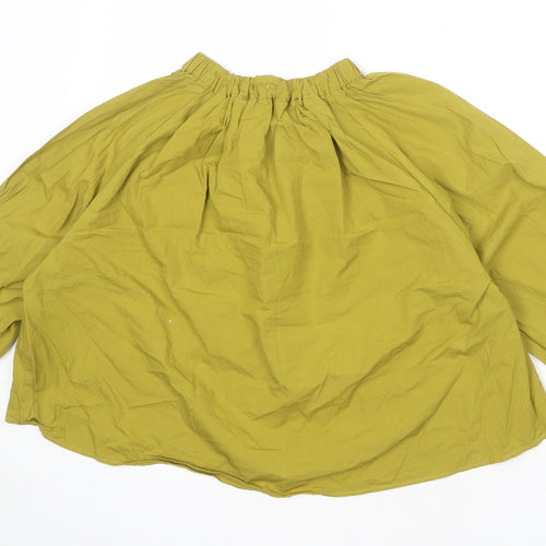 Zara Womens Green Cotton Cropped Blouse Size XS Mock Neck - Rouched Collar and Cuffs