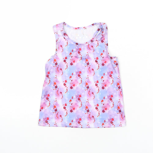 Souluxe Girls Multicoloured Geometric Polyester Basic Tank Size 2-3 Years Round Neck Pullover