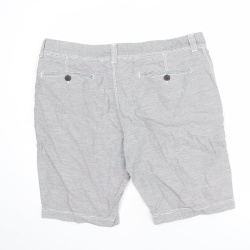 Fat Face Mens Grey Striped Cotton Chino Shorts Size 38 in L10 in Regular Zip