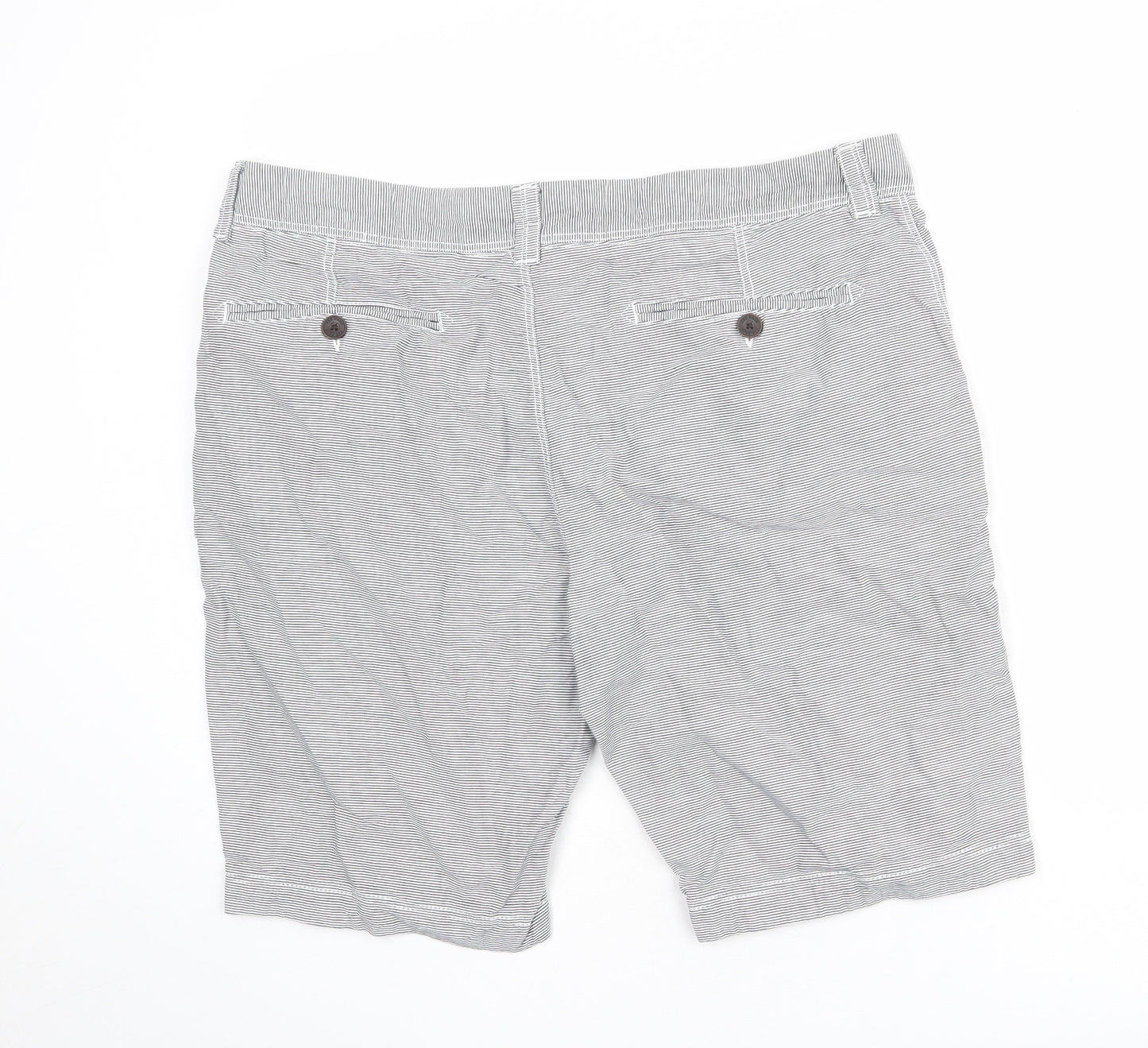 Fat Face Mens Grey Striped Cotton Chino Shorts Size 38 in L10 in Regular Zip