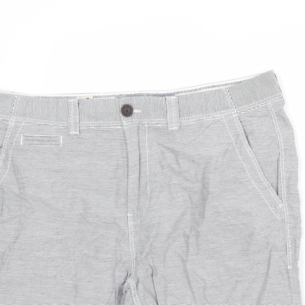 Fat Face Mens Grey Striped Cotton Chino Shorts Size 38 in L10 in Regular Zip